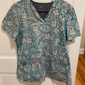 Med Couture Womens Paisley Scrub Top
